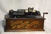 a second thumbnail of Edison Model A Home Phonograph Red Banner